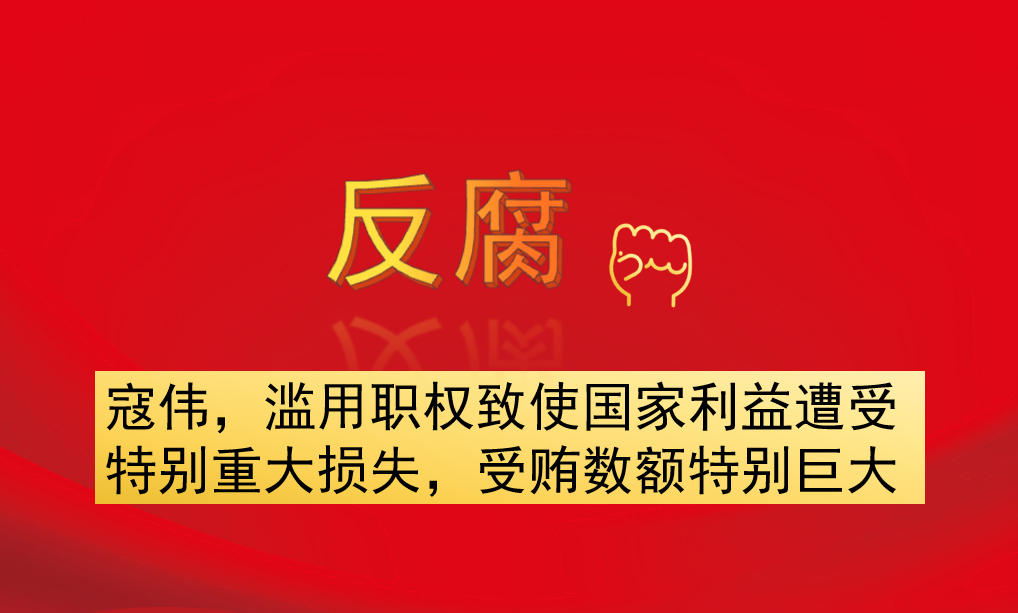 寇偉，濫用職權(quán)致使國(guó)家利益遭受特別重大損失，受賄數(shù)額特別巨大